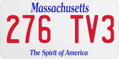 MA license plate 276TV3