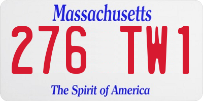 MA license plate 276TW1