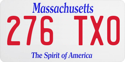 MA license plate 276TX0