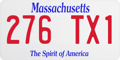 MA license plate 276TX1
