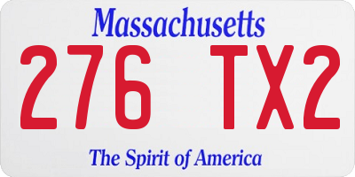 MA license plate 276TX2