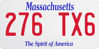 MA license plate 276TX6