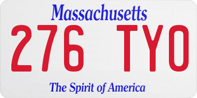 MA license plate 276TY0