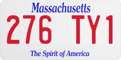 MA license plate 276TY1
