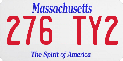 MA license plate 276TY2