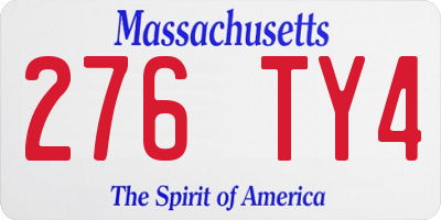 MA license plate 276TY4