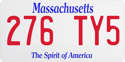 MA license plate 276TY5