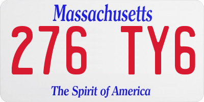 MA license plate 276TY6