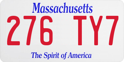MA license plate 276TY7