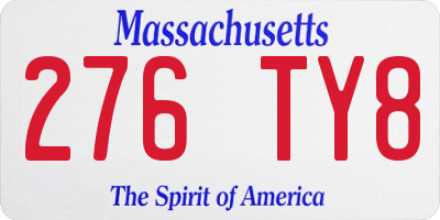 MA license plate 276TY8