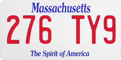 MA license plate 276TY9