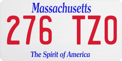 MA license plate 276TZ0