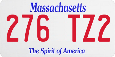 MA license plate 276TZ2