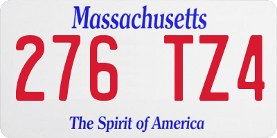 MA license plate 276TZ4
