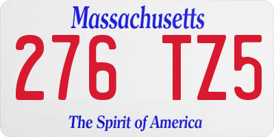 MA license plate 276TZ5