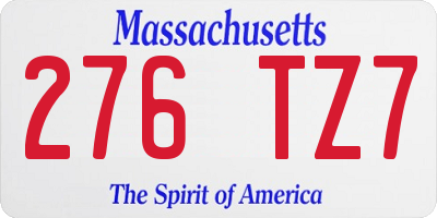 MA license plate 276TZ7