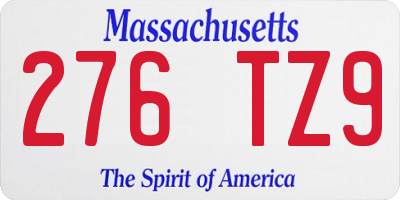 MA license plate 276TZ9