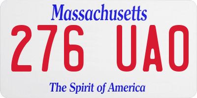 MA license plate 276UA0