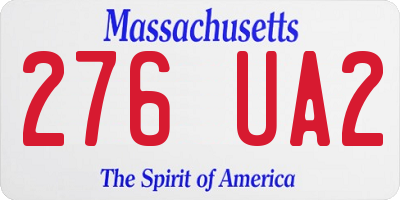 MA license plate 276UA2