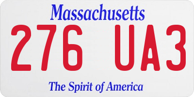 MA license plate 276UA3