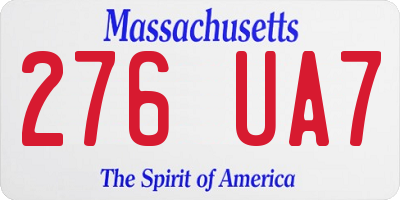 MA license plate 276UA7