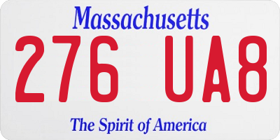 MA license plate 276UA8