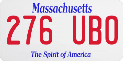 MA license plate 276UB0