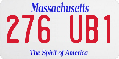MA license plate 276UB1