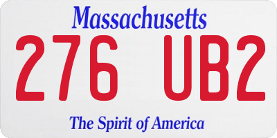 MA license plate 276UB2