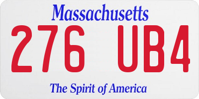 MA license plate 276UB4