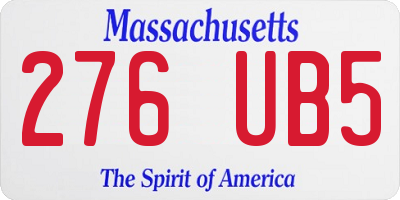 MA license plate 276UB5