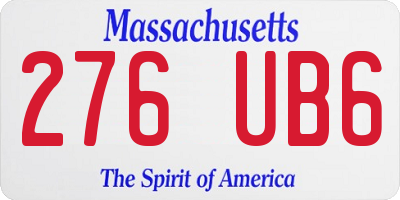 MA license plate 276UB6