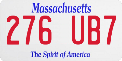 MA license plate 276UB7