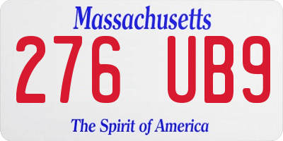 MA license plate 276UB9