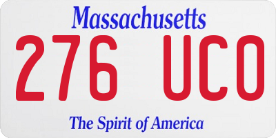 MA license plate 276UC0