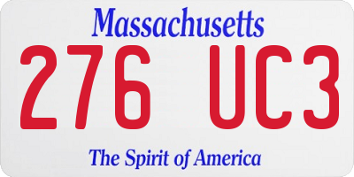 MA license plate 276UC3