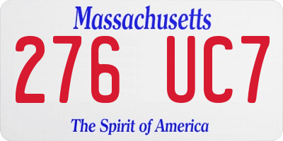 MA license plate 276UC7