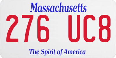 MA license plate 276UC8