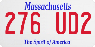 MA license plate 276UD2