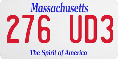 MA license plate 276UD3