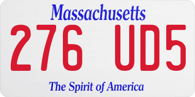 MA license plate 276UD5