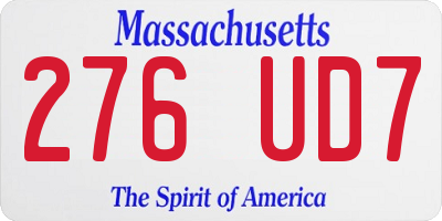 MA license plate 276UD7