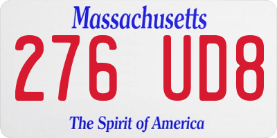 MA license plate 276UD8