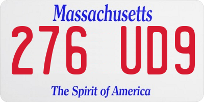 MA license plate 276UD9