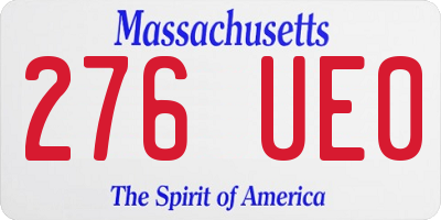 MA license plate 276UE0