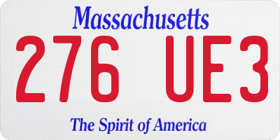 MA license plate 276UE3