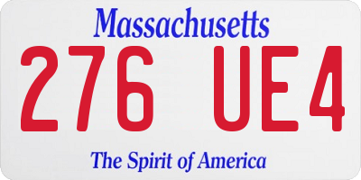 MA license plate 276UE4