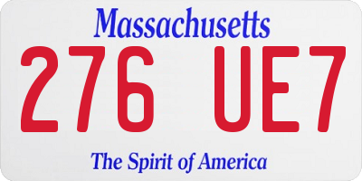 MA license plate 276UE7