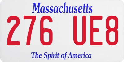 MA license plate 276UE8