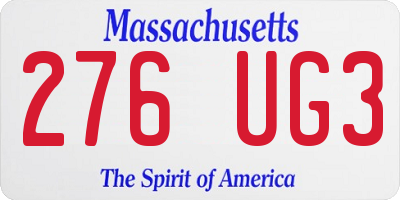 MA license plate 276UG3